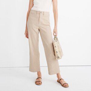 Madewell Wide-Leg Pants slim emmett gingham womens Beige (size 29) minimalist